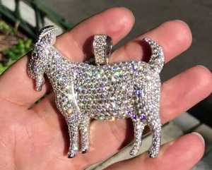 Pendentif Chèvre de Luxe en Moissanite Givrée, Argent Sterling 925, Taille Brillante, Sertissage à Griffes, Plaqué Or, Style Hip Hop, Breloque Animale Unisexe Dvars - Product Image 2