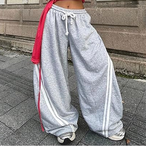Baggy <b>Trousers</b> <b>Men</b> Women Streetwear Loose Fit Wide Leg Sweatpants Joggers Custom Logo Embroidery Supplier - Product Image 4