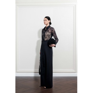 Blusas y camisas de alta costura para mujer, con encaje floral de malla, formales/de fiesta, con cuello clásico en punta, elegantes blusas para mujer - Product Image 3