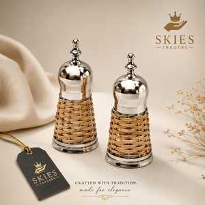 Luxury Stainless Steel Rattan Woven Salt and Pepper Shakers Set Vintage Metal <b>Spice</b> Dispenser Bottles Tableware Seasoning <b>Jar</b> - Product Image 1