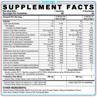 Gummies multivitaminées méthyliées pour enfants sous marque privée, OEM, calcium, probiotiques, soutien à la croissance, végétaliennes, sans sucre, 60 unités