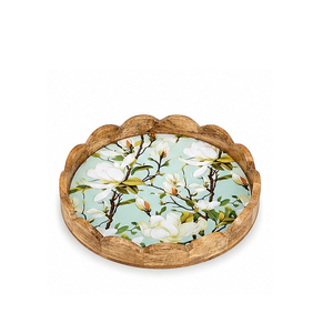 Bandeja de Almacenamiento de Madera con Diseño Floral, Borde Tallado, Acabado Barnizado, Diseño Moderno y Lujoso, Multifuncional, Apta para Lavavajillas, para Cocina - Product Image 3