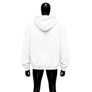 Sweat-shirt à capuche blanc avec strass graphiques, imprimé portrait noir, coupe oversize, streetwear, en coton délavé, unisexe, style urbain décontracté - Product Image 2