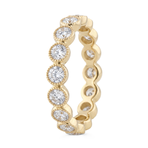 Magnifique alliance de mariage en or massif 10K 14K, entièrement sertie de moissanite personnalisée de couleur DEF et de diamants de laboratoire ronds de clarté VS VVS - Product Image 4
