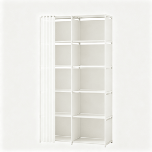 Organizzatore a 10 cubi con tenda, armadio modulare fai-da-te, scaffalatura autoportante con struttura in metallo - Product Image 1