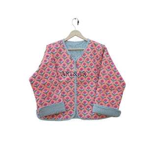Veste matelassée en tricot à imprimé floral en coton, style bohème, vintage, pour femmes, pour le bureau, le collège, respirante, écologique, 100% - Product Image 2