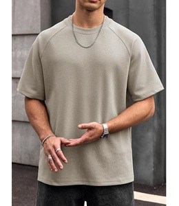 T-shirt décontracté à manches courtes pour homme, 100 % coton, col rond et épaules tombantes, couleur unie, coupe oversize, prix de gros, provenance du Bangladesh - Product Image 2