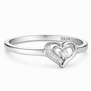 แหวนรูปหัวใจเงินแท้ 925 ดีไซน์ทันสมัย แหวนเงินแท้สำหรับผู้หญิง - Product Image 1