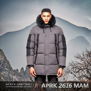 Parka Gris para Hombre con Bloques de Color, Abrigo de Invierno con Capucha, Chaqueta Larga Acolchada Gruesa con Cuello de Piel, Parkas para Hombre - Product Image 3