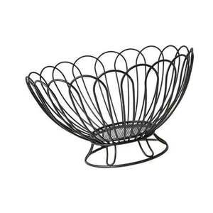 Latest Pattern Arrival Wooden Made Base With Black Color Powder Coated Metal Wire Made Fruits & <b>Bread</b> <b>Basket</b> Kitchenware Supply - Product Image 5