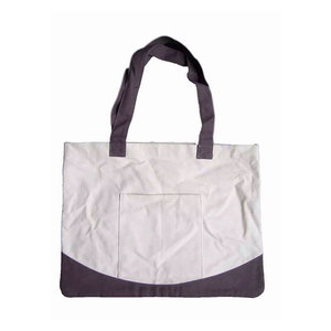 Bolsa de Mano Promocional de Lona Ecológica de Dos Colores con Logotipo Personalizado para Mujer, Reutilizable, al Por Mayor, al Mejor Precio, con Asa Marrón de 50 cm - Product Image 1