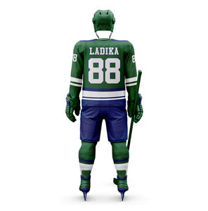 Uniforme de Hockey sobre Hielo Sublimado Personalizado, Jersey y Pantalones a Rayas Verdes, Negros y Blancos para Hombre, Manga Larga, Ropa Deportiva que Absorbe la Humedad - Product Image 4