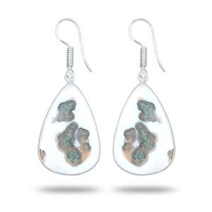 Boucles d'oreilles pendantes élégantes en pierres précieuses, bijoux faits à la main en agate mousse solaire naturelle, laiton plaqué argent, cadeau pour femme, idéal pour les fêtes - Product Image 5