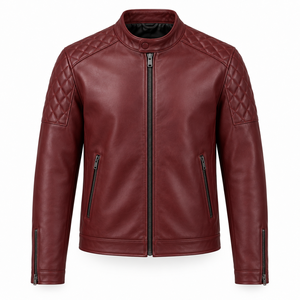 Veste d'hiver pour homme en cuir PU imperméable à capuche, style motard vintage, avec logo personnalisable, OEM ODM, vente en gros - Product Image 1