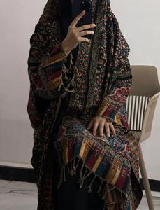 Premium Formal Solid Pashmina Abaya <b>Set</b> Matching Shawl | Winter-Weight Ankle-Length Long Sleeve <b>Modest</b> Gown | Elegant - Product Image 3