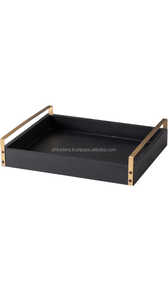 ถาดเสิร์ฟไม้หรูหราพร้อมที่จับโลหะถาดตกแต่งธรรมชาติสำหรับห้องครัวห้องรับประทานอาหารอุปกรณ์จัดระเบียบบนโต๊ะอาหาร - Product Image 3