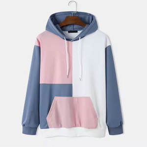 Sudadera con Capucha Premium para Hombre en Bloques de Color Pastel |   Suéter de Felpa de Algodón Suave con Bolsillo Tipo Canguro |   Sudadera con capucha estilo patchwork de moda urbana - Product Image 1