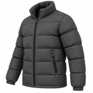 Custom Men Puffer Jacket Winter Outerwear Padded <b>Bubble</b> <b>Coat</b> High Stand Collar Solid Colour Custom Men's Heavy Puffer Jacket - Product Image 5