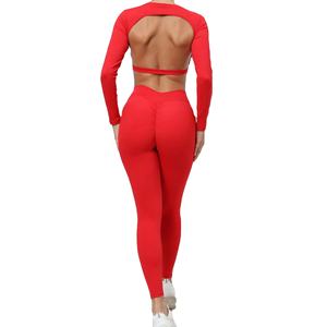 Women's Gym Set Long Sleeve Sports Shirt & High Waist Leggings Breathable Workout Yoga Suit for Running & Yoga Solid Bra Shorts - Product Image 5