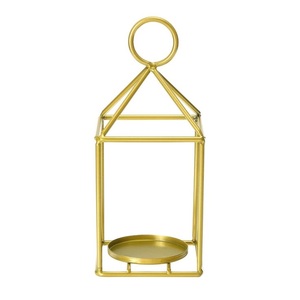 Modern Luxury Hanging Home Decor Stainless Steel Metal Candle <b>Lantern</b> With <b>Gold</b> Color Finished for Christmas - Product Image 1