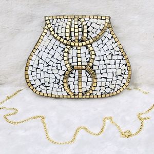 Bolso de Mano Tradicional con Diseño de Flores en Mosaico Kundan, Bolso Cruzado Hecho a Mano para Mujer, Bolso de Moda Étnica con Diseño Hereditario - Product Image 5