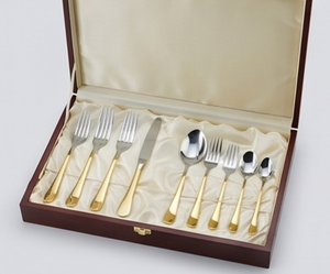 Ensemble de couverts minimalistes avec manches jaunes, couteau, fourchette et cuillère plaqués argent, compatibles lave-vaisselle, vaisselle de mariage - Product Image 6