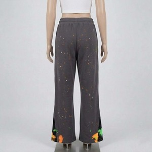 Pantalon large gris pour femme, taille mi-haute élastique, coupe décontractée, longueur intégrale, en coton écologique, séchage rapide et respirant - Product Image 6