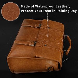 Genuine Leather Large Messenger Bag 15.6 Inch Laptop Case <b>Waterproof</b> Zipper Closure Business Use Brown Color All Seasons - Product Image 3