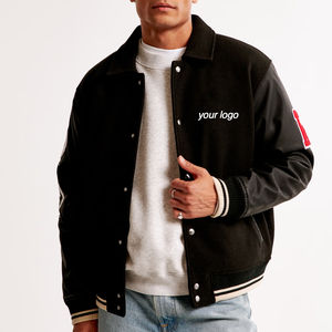 Veste universitaire de haute qualité, best-seller, 100 % laine, avec manches en cuir, style baseball, style universitaire, avec broderie. - Product Image 1