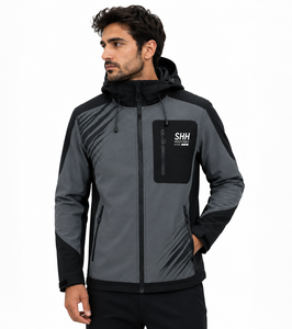 Custom Men <b>Hooded</b> Softshell Jacket Waterproof Windproof Outdoor Sports Full <b>Zip</b> Printed OEM Logo Wholesale Tactical Workwear - Product Image 6