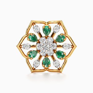 Pendientes de Lujo con Baño de Rodio, Diseño Floral en Forma de Pera, Esmeralda y Diamantes Redondos Cultivados en Laboratorio, Oro 10K/14K/18K, Plata 925/935 - Product Image 2