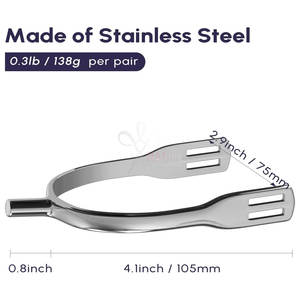 Éperons de cheval en acier inoxydable pour adulte, équipement équestre durable pour le contrôle et l'équilibre, HASHIR INTERNATIONAL HI-SP-08 - Product Image 2