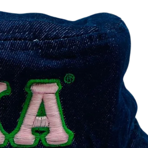 AKA Dark Denim Pink Letter Bucket <b>Hat</b> Embroidered Baseball Cap Adjustable Cotton Headwear Casual Fashion Streetwear <b>Hat</b> <b>for</b> <b>Men</b> - Product Image 5