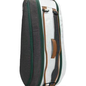 White Nylon Tennis Racket Bag 30-40L Zipper Closure Waterproof Sports <b>Backpack</b> With <b>Brown</b> Straps - Product Image 3