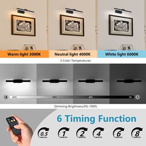 16-Inch Black Modern LED <b>Bathroom</b> Vanity <b>Light</b> Dimmable Sconce for Wall Lighting with <b>Over</b>-the-<b>Mirror</b> Design - Product Image 5