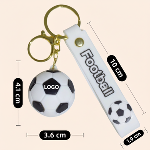 Porte-clés et anneaux porte-clés ronds en plastique créatifs imprimés UV, motif ballon de football tendance, pour cadeaux promotionnels - Product Image 2