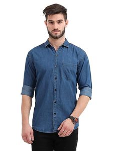 Camisa de Mezclilla Casual para Hombre, 100% Algodón Ecológico, Estilo Vintage, Corte Regular - Product Image 1