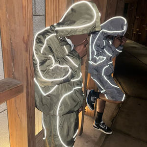 Chándales de nailon reflectantes, impermeables y cortavientos, personalizados, de poliéster, con cremallera, extragrandes, de alta calidad - Product Image 2