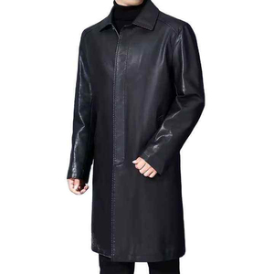 Manteau long gothique noir pour homme en cuir PU durable, élégant et tendance, idéal pour le streetwear moderne - Product Image 2
