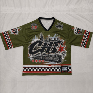 Camisetas de Fútbol Americanas Vintage Personalizadas, Estilo Francés, Tejido de Malla, Cuello en V, Corte Holgado, para Hombre - Product Image 4