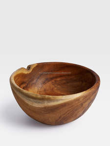 Cuenco para servir de plato marrón oscuro, superventas, cuenco de exhibición de ensalada de frutas y verduras redondeado, cuenco de madera para servir comida de comedor de alta calidad - Product Image 6