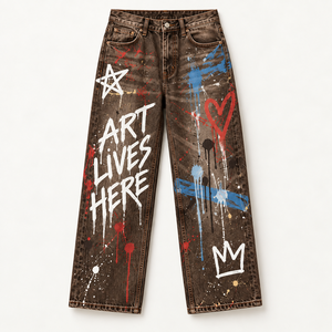 Jeans en denim baggy personnalisés pour hommes, streetwear, qualité supérieure, pantalons imprimés, fournisseur en gros OEM ODM - Product Image 1
