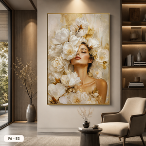 Peinture florale féminine exquise HALO, peinture sur toile abstraite originale faite à la main en soie, art mural élégant pour l'intérieur, cadre inclus, OEM ODM - Product Image 5