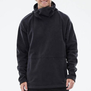 Sweat-shirt à capuche en molleton noir pour homme, coupe classique, vêtement décontracté d'hiver avec poche avant, matière tricotée respirante - Product Image 1
