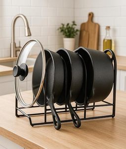 Stackable Cast Iron Cookware Rack 5-Tier <b>Standing</b> Kitchen Storage Holder for Pots and <b>Pans</b> Metal - Product Image 6