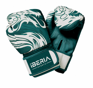 Gants de boxe IBERIA Premium Teal White, imprimé dragon, gants d'entraînement en cuir PU, logo personnalisé, équipement sportif en gros OEM - Product Image 6