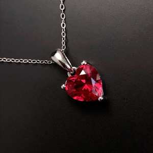 Collier en rubis, pendentif cœur en argent, pierre de naissance de juillet, cadeau d'anniversaire pour femme - Product Image 2