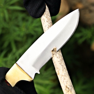 Custom Handmade Fixed Blade Hunting Skinner Knife Wood Handle Partially Serrated <b>Edge</b> Carbon Steel Lightweight Durable - Product Image 3