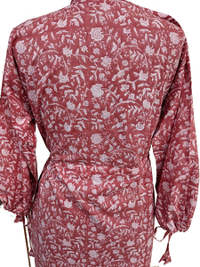 เดรสโบโฮขายดีปี 2026 เดรสยาวฤดูร้อน เดรสลายบล็อกพิมพ์ เดรสลำลอง เดรสโบโฮชิค เดรสคอวี แขนยาว เดรสลายดอกไม้ - Product Image 6