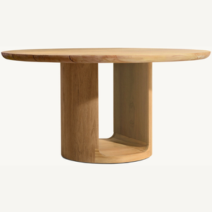Mesa redonda de madera de teca en oferta, de estilo moderno, ideal para cafetería o terraza al aire libre. - Product Image 4